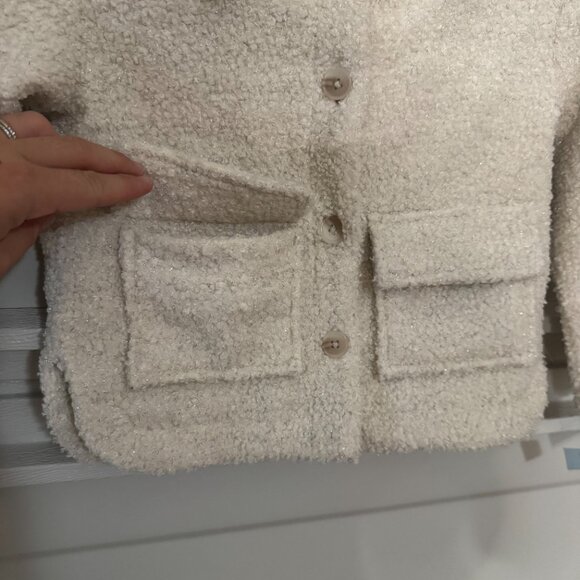 Girls' Faux Shearling Shirt Jacket - Cat & Jack Cream - Picture 7 of 9